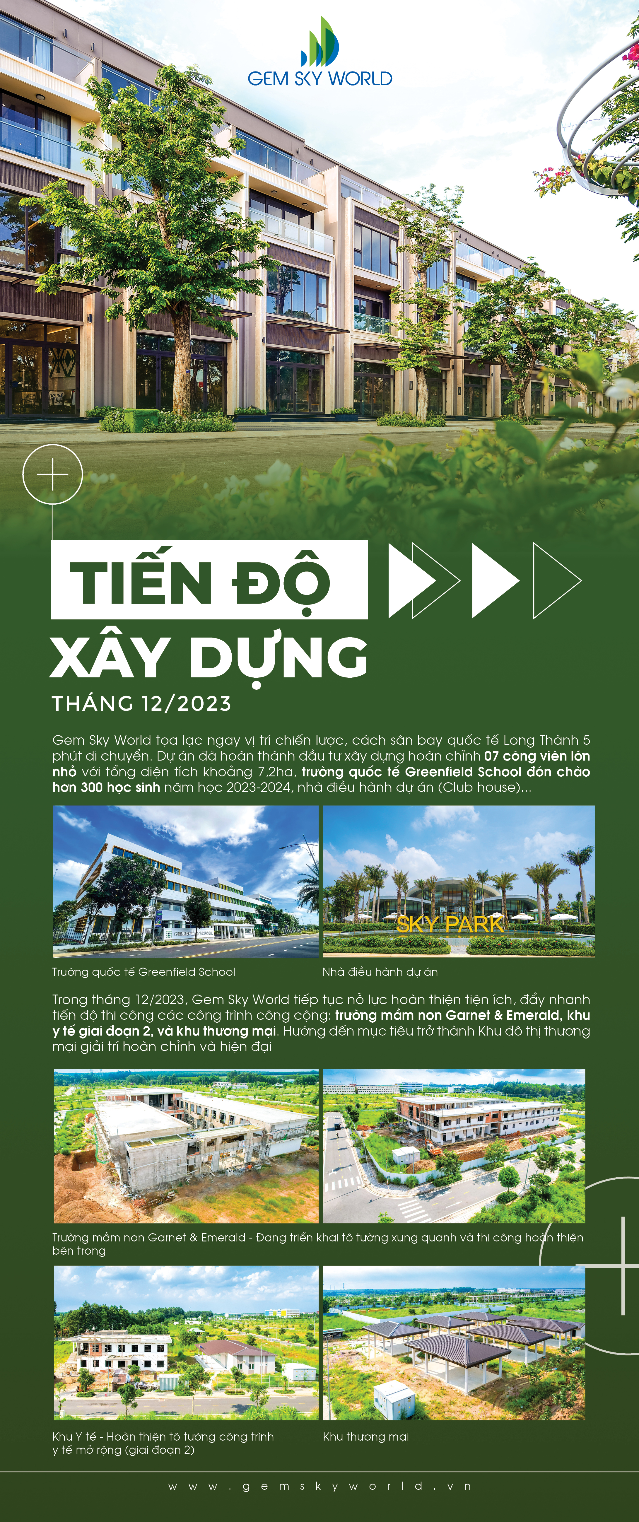 Tiến độ dự án Gem Sky World tháng 12.2023